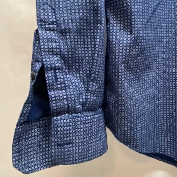 Express Dress Shirt Men’s Small 14-14.5" Neck Blue Geometric Extra Slim Button - Picture 4 of 14